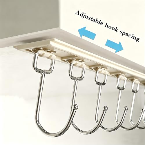 2PCS Utensil Racks with 8 Hooks 17 Inch White Kitchen Utensil Holders Hanging Utensil Rack Multifunctional (17 inch White) - view 3