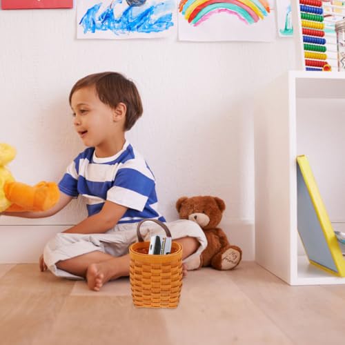 2pcs Woven Hanging Fruit Basket, Wood PU Wall Storage for Kitchen Use - view 6