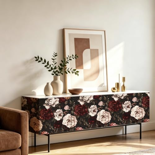 Dark Red Vintage Floral Peel and Stick Wallpaper 17.5" x 118" - view 2