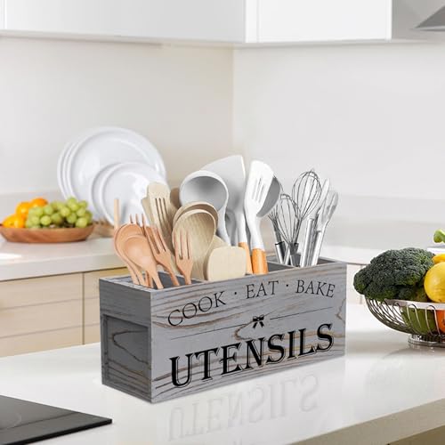 Extra Large Utensil Holder Countertop for Kitchen Counter,Grey Grain - view 7