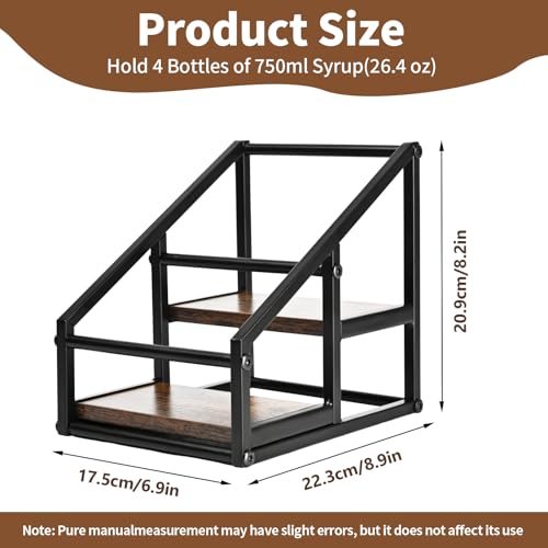2-Tier Coffee Syrup Organizer, 4-Bottle Rack, Rustic Brown - view 3