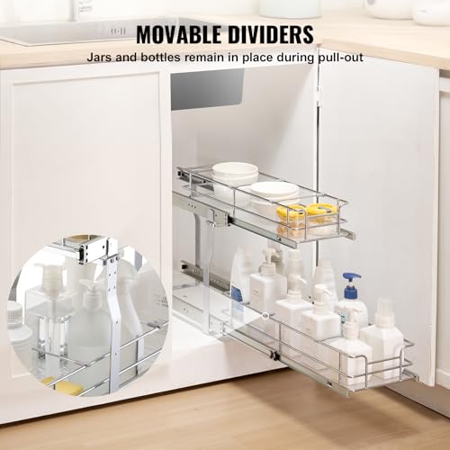 Pull Out Cabinet Organizer,8.5" W x 21" D x15.2 HHeavy Duty Slide Out Pantry Shelves, Chrome-Plated Steel Roll Out Drawers for Home, 10" Wx22 Dx19 H Inside Kitchen Cabinet, Bathroom, Under Sink - view 3