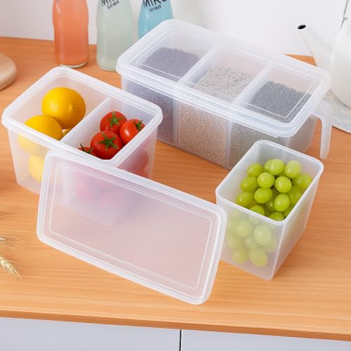 Refrigerator Storage Organizer 3500ml 3 Compartments Space Saving Clear Fridge Container for Fruits Vegetables Durable Plastic Multifunction Storage - view 5