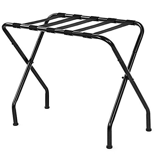 Portable Folding Travel Luggage Rack Collapsible Metal Suitcase Stand Rack Compact Closet Luggage Baggage Shelf Organizer for Guest Room Home Hotel
