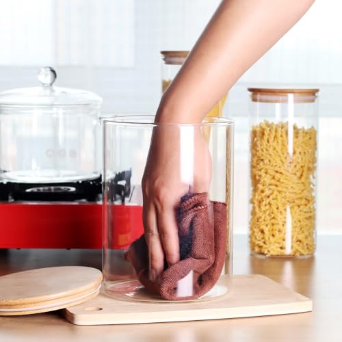 Set of 2 Large Glass Food Storage jar, 100 FL OZ (3000ml) Glass Flour Canister with Airtight Bamboo Lids for Kitchen Corner, BPA-Free Flour Container for Sugar, Ground Coffee, Rice and Dry Food - view 4