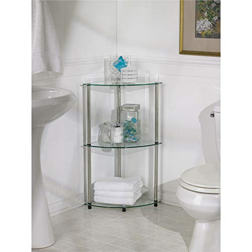 Designs2Go 3-Tier Corner Shelf, Glass/Chrome - view 5