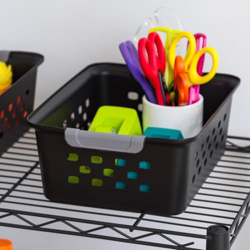 Small Storage Organizer Baskets, 8 Pack for Home Storage, Black - view 7