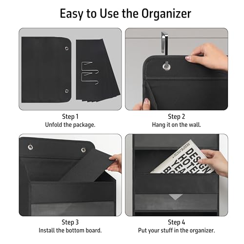 Over the Door Organizer for Bedroom Bathroom Pantry, 4 Shelf Black - view 5