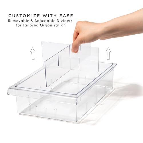 Pull-out Fridge Organizer | THE HANGER COLLECTION | Fridge Drawer Organizer with 2 Dividers | Clear Pantry Drawer Organizers | Shelf Holder Storage Drawers for Fruits, Veggies & Drinks - view 4