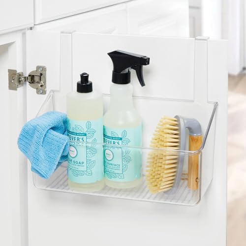 Plastic Over Cabinet Door Storage Organizer Bin for Kitchen, Pantry, Bathroom, Laundry, Utility Room - Hang Outside or Inside Door - Holds Lunch Bags, Shampoo, Cleaning Supplies, Large - Clear - view 3