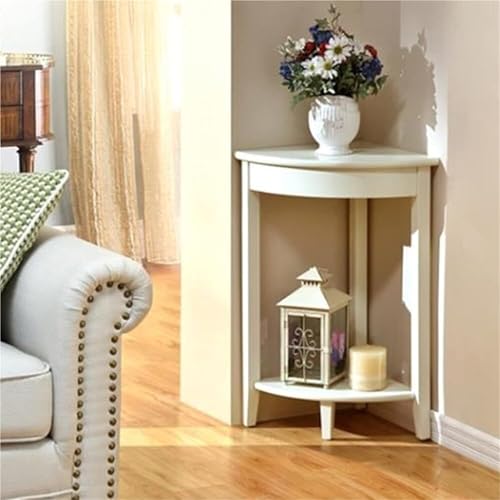 Corner Tables Compact Triangle Solid Wood Side Table Corner Shelf Unit with 2 Shelves Sofa Accent Table for Small Space Little Corner Space Saver(Brown) - view 3