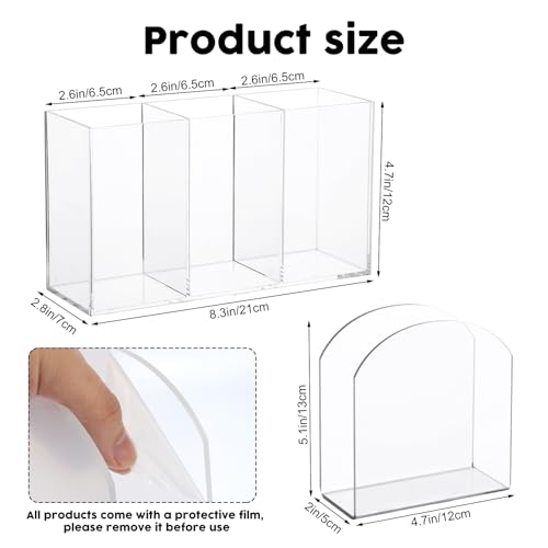 Cutlery Storage Organizer and Napkin Holder Kit, Acrylic Cutlery Utensil Holder Tissue Paper Holder for Kitchen Countertop Organization Hold Fork Knife Spoon Silverware Tableware Storage Box - view 2