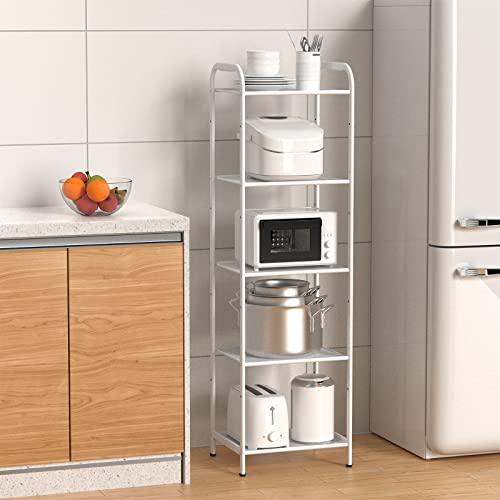 5 Tier Standing Shelf Units for Kitchen Storage Rack, White - view 2
