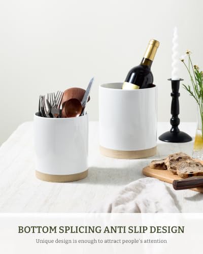 Ceramic Utensil Holder, 7.2"+5.8", Set of 2, White - view 6