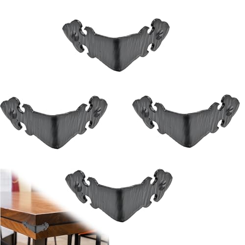 4 Pack - 1.75" Metal Corner Bracket for Furniture - Black - Handmade Decorative Corner Braces - Rustic Metal Corner Brackets for Tables, Desks, Shelves, Boxes and Chests - The Iberian Series
