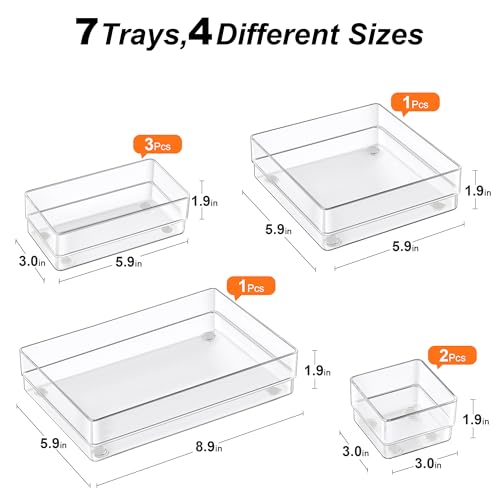 7 PCS Drawer Organizer, 4-Size Desk Drawer Organizer Trays - view 2