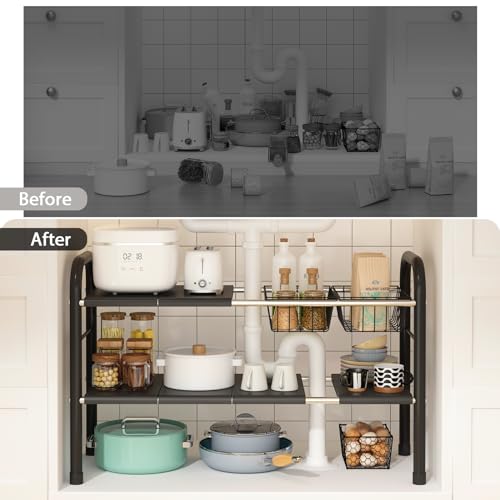 Expandable Under Sink Organizer, 2 Tier Under Sink Shelf - view 5