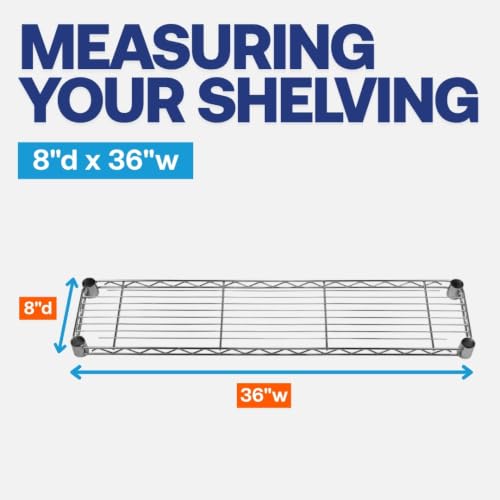 Shelving Inc. 8" d x 36" w x 64" h Chrome Wire Shelving with 5 Tier Shelves - view 3