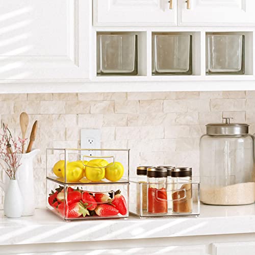 Set Of 8 Stackable Pantry Organizer Bins, Clear Plastic Storage Bins for Home Edit Fridge Cabinet Organizing Storage Containers (4 Large and 4 Medium) - view 5