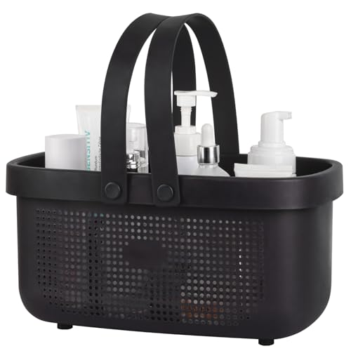 Portable Shower Caddy Basket with Handles Plastic Storage Basket Black