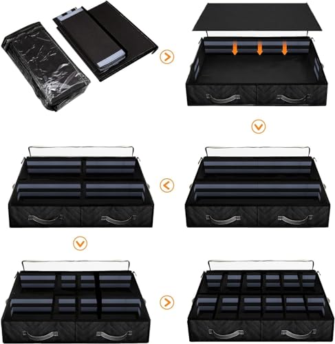 Set of 2, Under Bed Shoe Storage Organizer, Black - view 3