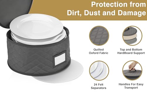 2 Pack 15" China Storage Containers for Charger Plates, 24 Felt Protectors - view 5