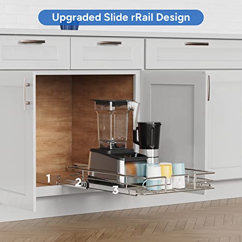 Pull Out Cabinet Organizer, Cabinet Pull Out Shelves 17" W x 21" D, Heavy Duty Cabinet Drawers Slide Out Kitchen Cabinet Organizers Storage Shelf - view 5