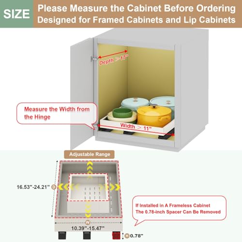Pull out Cabinet Organizer,11"-16"W,17"-24"D,Expandable,Adhesive - view 2