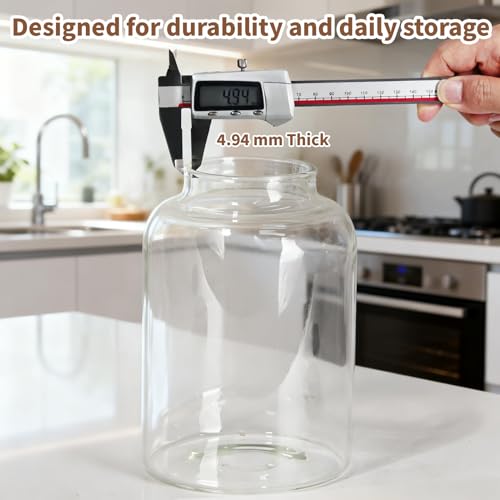2 PCS Large Glass Food Storage Jars with Airtight Lids, 4.2 Qt Wide Mouth Glass Canister Set for Pantry, Rice, Flour, Sugar, Cereal & Coffee - view 4