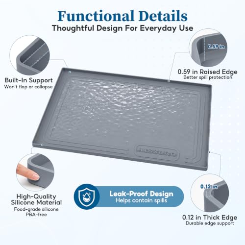 Waterproof Under Sink Mat 34"x22", Silicone Mat, Dark Gray - view 4