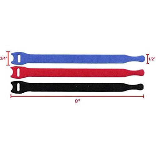8" Hook & Loop Reusable Cable Tie Wraps - 50 Pack - Green - view 3