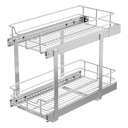 Pull Out Cabinet Organizer 9" W X 17" D, Chromed, Full Slide Out Drawers - view 2