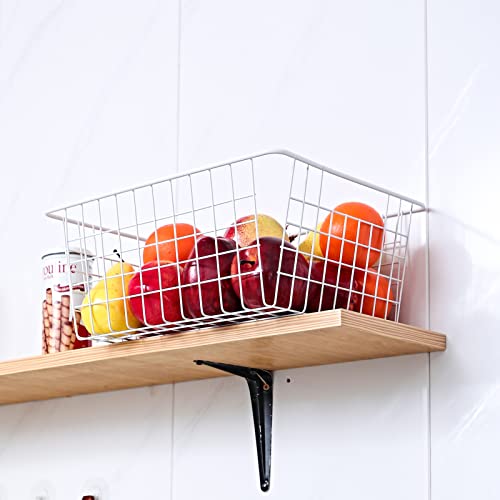 14" Upright Freezer Storage Baskets, White Wire Storage Bins Large Bakset for Freezer, Pantry, Bathroom Organizing, Set of 4 - view 5