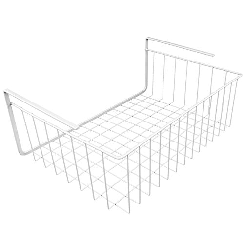 15-Inch Easy Install White Wire Under-Cabinet Hanging Basket Shelf Organizer – Storage Rack for Kitchen, Pantry, and Bathroom - view 2