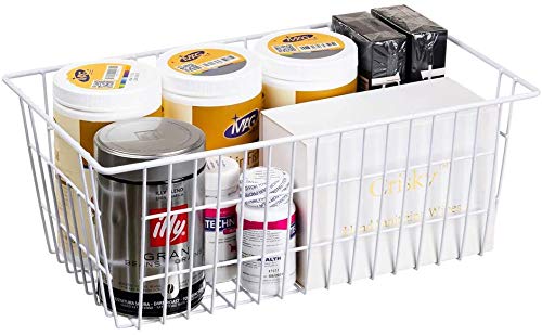 Wire Storage Basket Freezer Organizer Bins Refrigerator Organization Storage Baskets with Handles for Pantry, Freezer, Laundry Room, Closets, Garage, Office, Bathroom, Set of 2 - view 5
