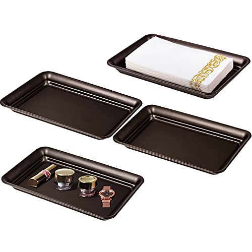 Metal Vanity Tray, Bathroom Counter Storage Tray, Bronze 4 Pack