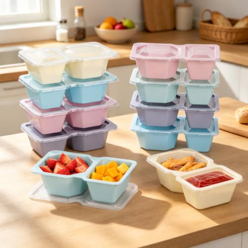 8 oz Snack Containers with Lids, Disposable, 5-Color Bundle, 10 Sets