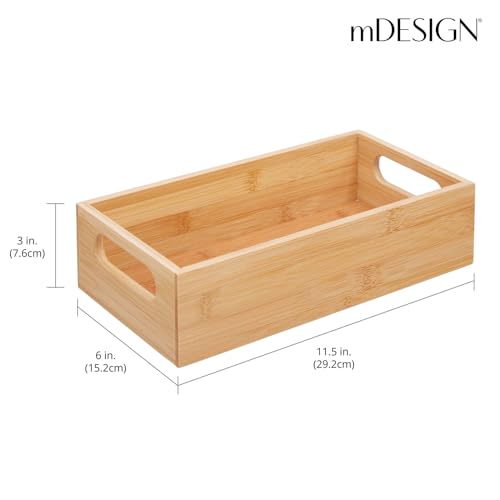 Bamboo Kitchen Storage Container Bin - Drawer Organizer Crate Box with Handles for Pantry Cabinet, Shelves, or Countertop, Holds Snacks, Spices, or Drinks, Echo Collection, Natural/Tan - view 4
