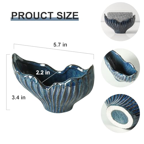 Blue Ceramic Fishtail Sink Sponge Holder Caddy Organizer - view 2