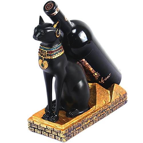 Wine Rack Holder Ancient Egyptian Deity Bastet Wine Bottle Stand Rack Premium Resin Material Novelty Gift for Kitchen Home Room Decoration (Resin - Bastet)