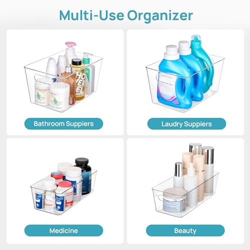 8 Pack Clear Storage Bins with Lid Set for Pantry Organizer - view 7