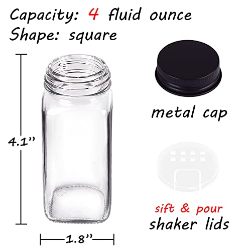 25 Pack Glass Spice Jars with Labels, 4oz Spice Containers - view 3