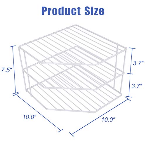3-Tier Corner Shelf Counter and Cabinet Organizer - Steel Metal Wire - Rust Resistant - Plates, Dishes, Cabinet & Pantry Organizer - Kitchen Organization (10 x 7.5 Inch)(White) - view 3