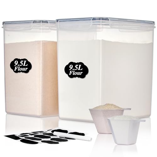 8.5L Extra Large Flour Sugar Storage Containers, 2 PCS, Black - view 8