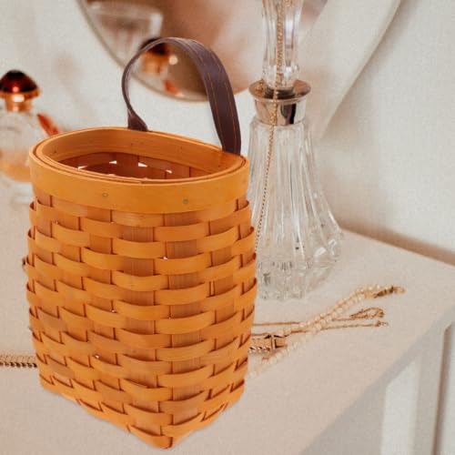 2pcs Woven Hanging Fruit Basket, Wood PU Wall Storage for Kitchen Use - view 4