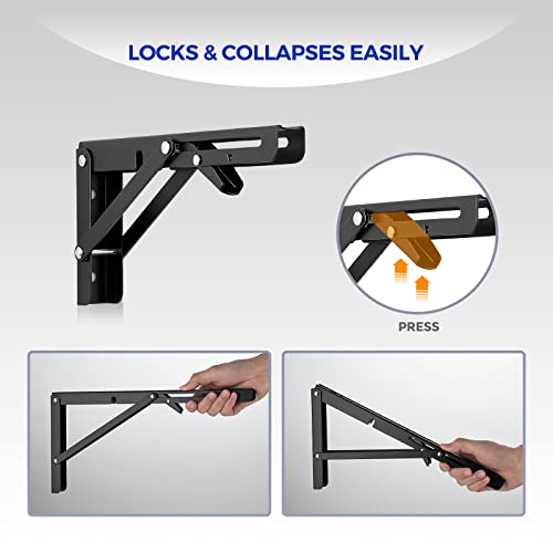 Matte Black Folding Shelf Brackets, 10 Inch, 2 Pack - view 5