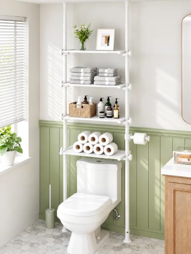 Tension Mount Over The Toilet Storage Shelf, No-Drill, Slim Design