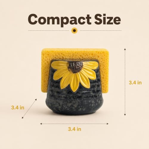 Ceramic Sunflower Dish Sponge Holder For Kitchen Sink Caddy Organizer Decor - view 4