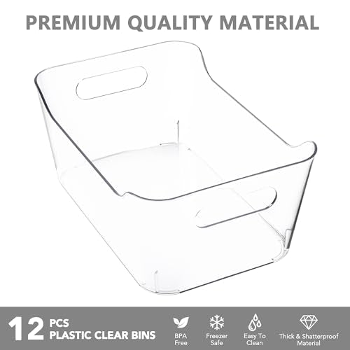 12 Pack Plastic Storage Bins, Multi-Use Organizer Bins, Pantry Organizer, Clear Storage Containers for Home, Kitchen, Office, Cabinet, Shelf and Fridge Organization - view 5