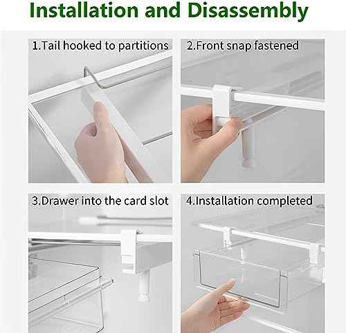 Upgraded Refrigerator Drawers Organizer - Pull Out Fridge Bins with Handle, Extra-Long 19.5" Stretchable and Deep Storage - view 6